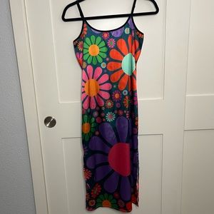 Tunnel Vision Brady Floral Stretch Satin Midi Slip Dress Size Medium